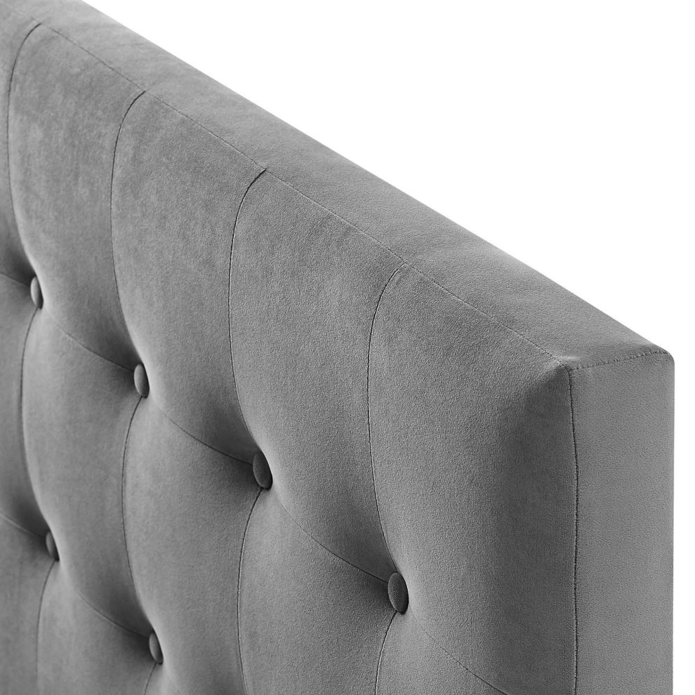 Contemporary Modern Full Size Tufted Headboard  Velvet Fabric  Grey Gray   Transitional   Headboards   by House Bound  Houzz