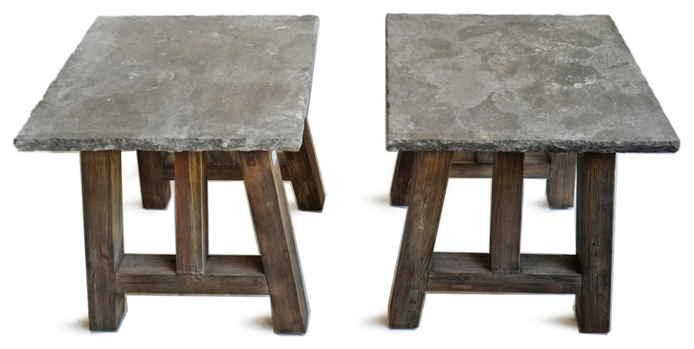 Stone Top Farm Side Table   Farmhouse   Side Tables And End Tables   by Design Mix Furniture  Houzz