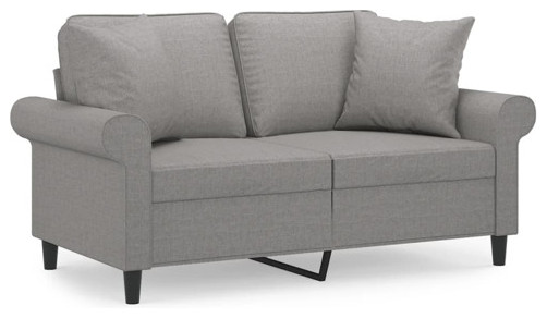 vidaXL Sofa Upholstered Love Seat with Pillows and Cushions Dark Gray Fabric   Midcentury   Loveseats   by vidaXL LLC  Houzz