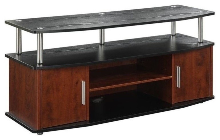 Pemberly Row Modern Wood TV Stand for TVs up to 48 quotin Cherry/Black   Transitional   Entertainment Centers And Tv Stands   by Homesquare  Houzz