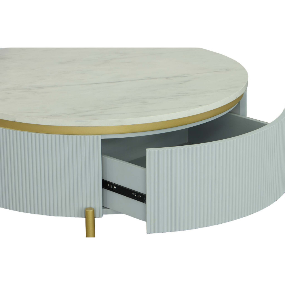 Deco District Round Cocktail Table  White/Faux Marble/Gold   Contemporary   Coffee Tables   by Progressive Furniture  Houzz