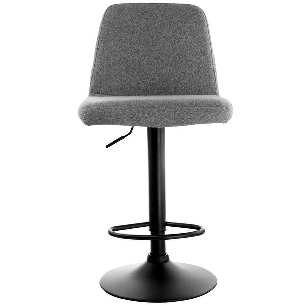 Elama 2 Piece Adjustable Fabric Bar Stool in Gray with Black Base