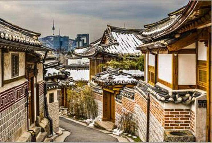 Seoul， South Korea at the Bukchon Hanok Historic District.， Stretched Canvas Wall Art by SeanPavonePhoto Sold by Art.Com