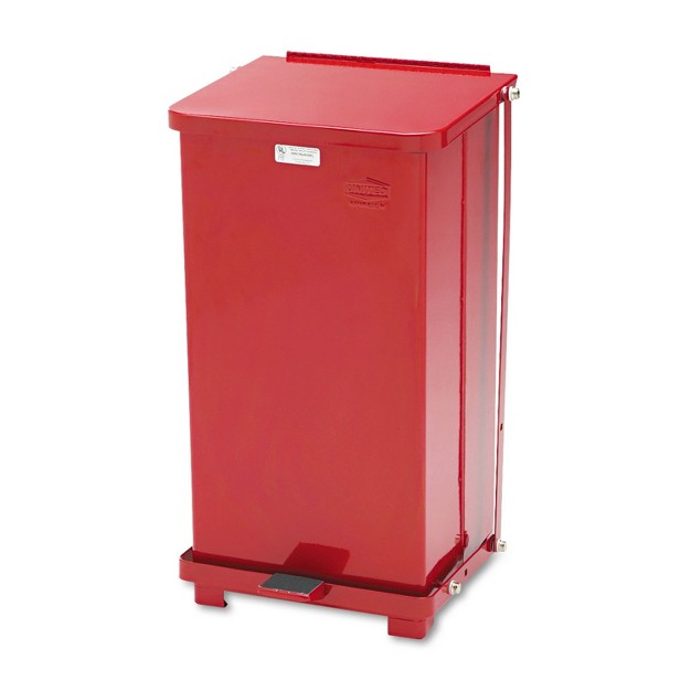 Rubbermaid Commercial Defenders Biohazard Step Can Square Steel 12gal Red St12eplrd