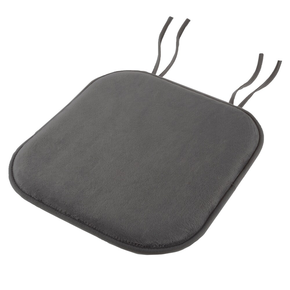 Memory Foam Chair Cushion Square 16”x 16.25” Plush Chair Pad with Ties by Lavish Home