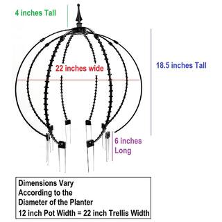 SCROLL TRELLIS 22.5 in. 8-Sided Black Polypropylene Orb Planter Pot Obelisk Trellis (2-Sets) ST-310