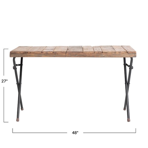 Wood and Metal Folding Narrow Entryway Table - 48.0