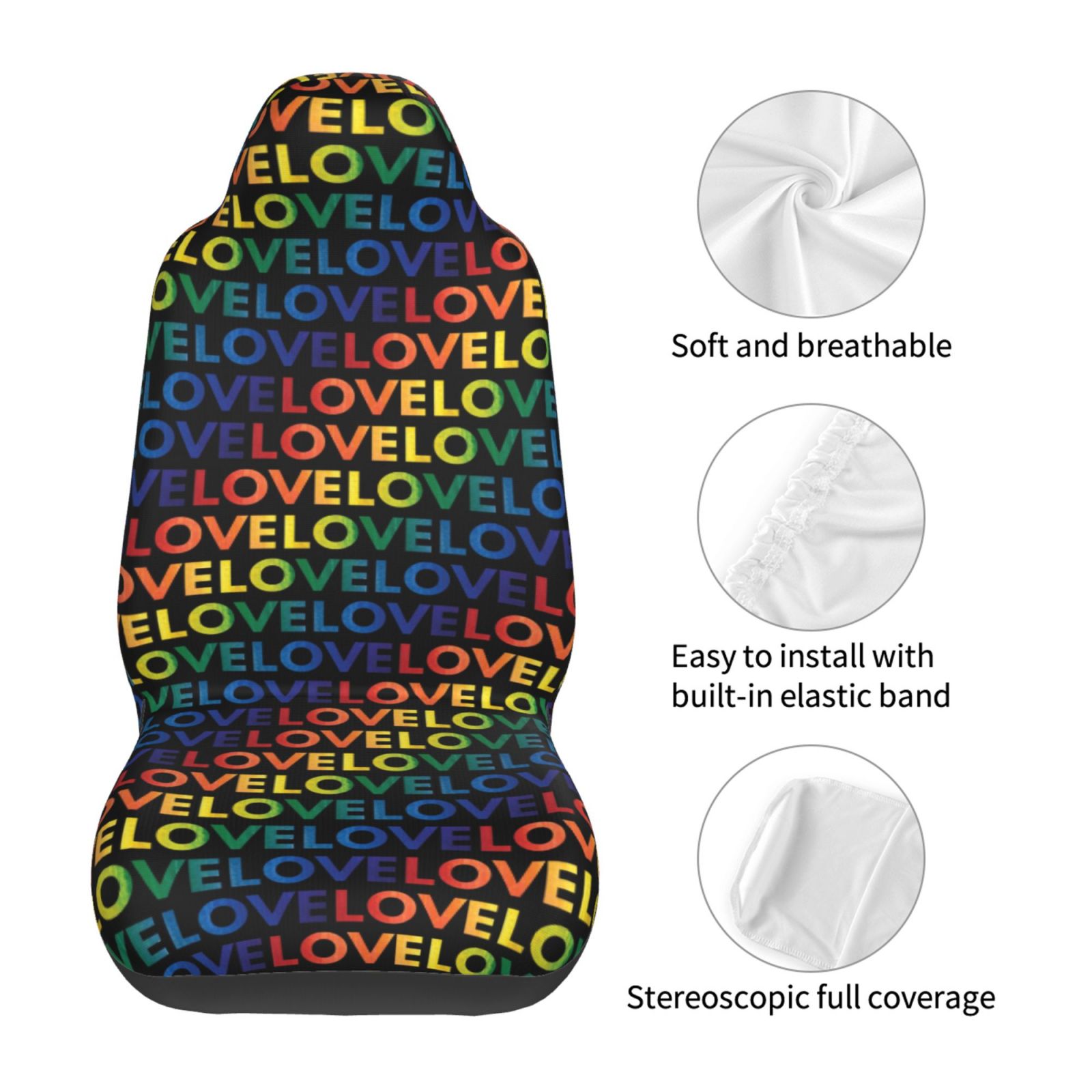 TEQUAN Front Seat Covers， Rainbow Lgbt Pride Pattern 2 Piece Car Seat Cover Fit Most Car SUV Truck Van