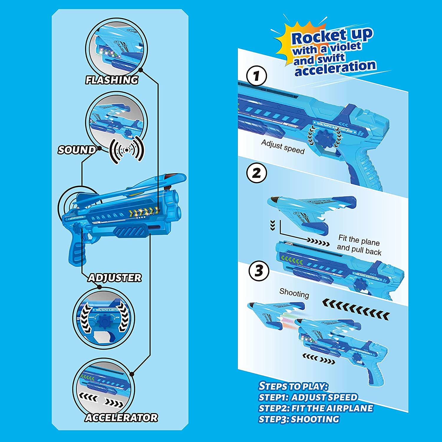 SUNPIN Airplane Toy with LED Light for boy，Outside Toys for Toddler Boys Made of Soft Foam， Birthday Gift