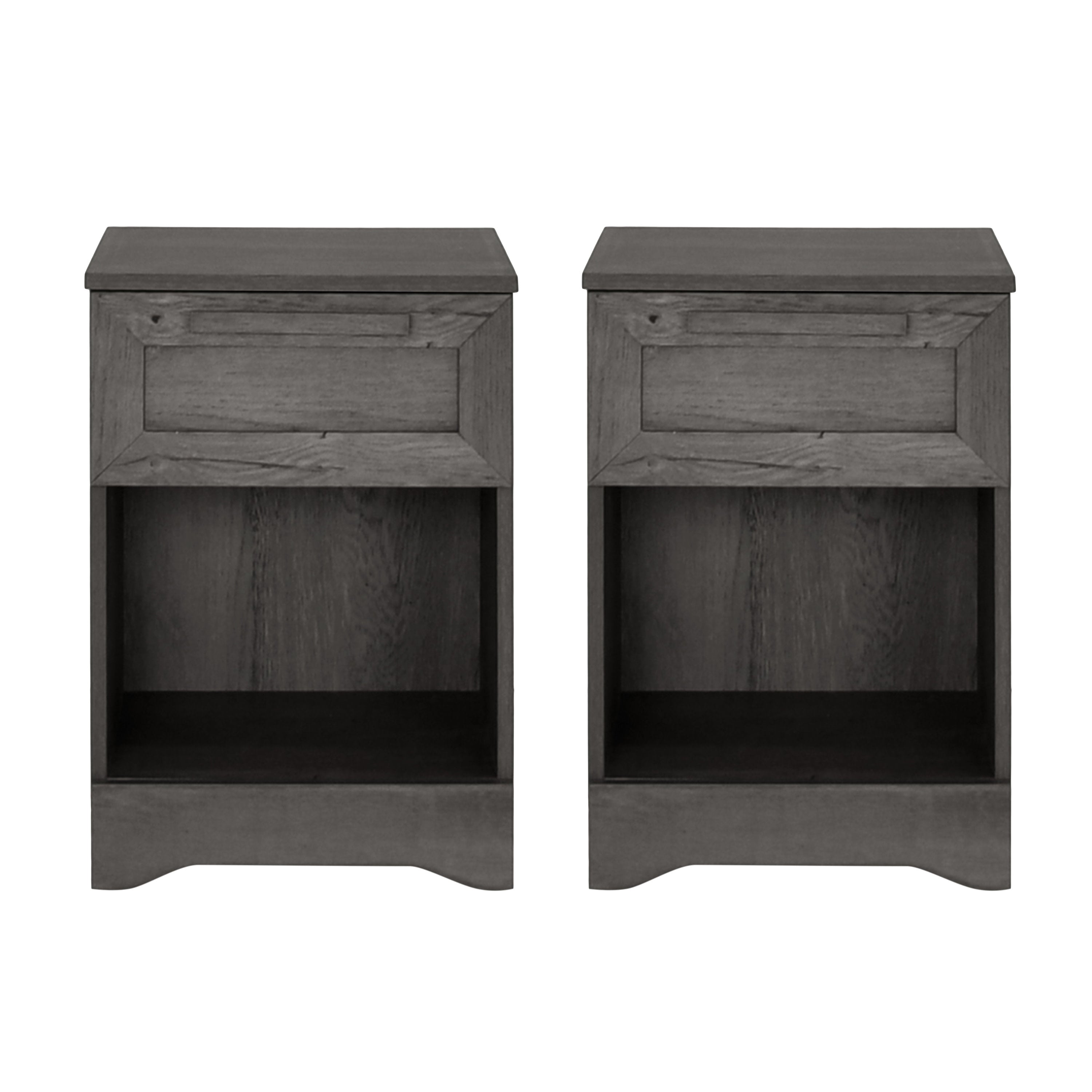 Broxon Rustic 1 Drawer Nightstands, Set of 2