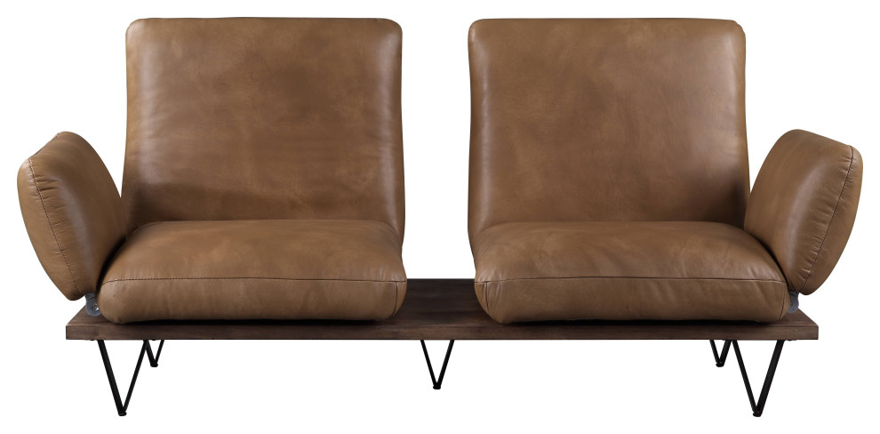 ACME Narech Sofa With Swivel  Nutmeg Top Grain Leather   Industrial   Sofas   by HedgeApple  Houzz