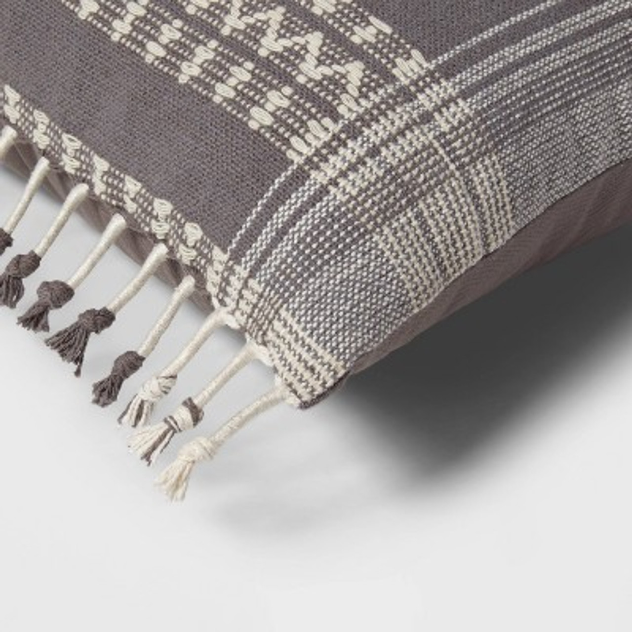 Square Woven Pattern Tassel Decorative Throw Pillow Light Gray - Threshold™