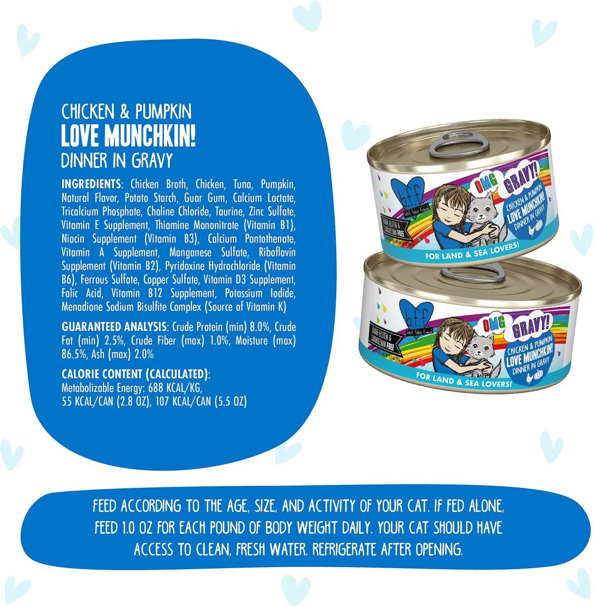 BFF OMG Love Munchkin! Chicken and Pumpkin Dinner in Gravy Grain-Free Canned Cat Food