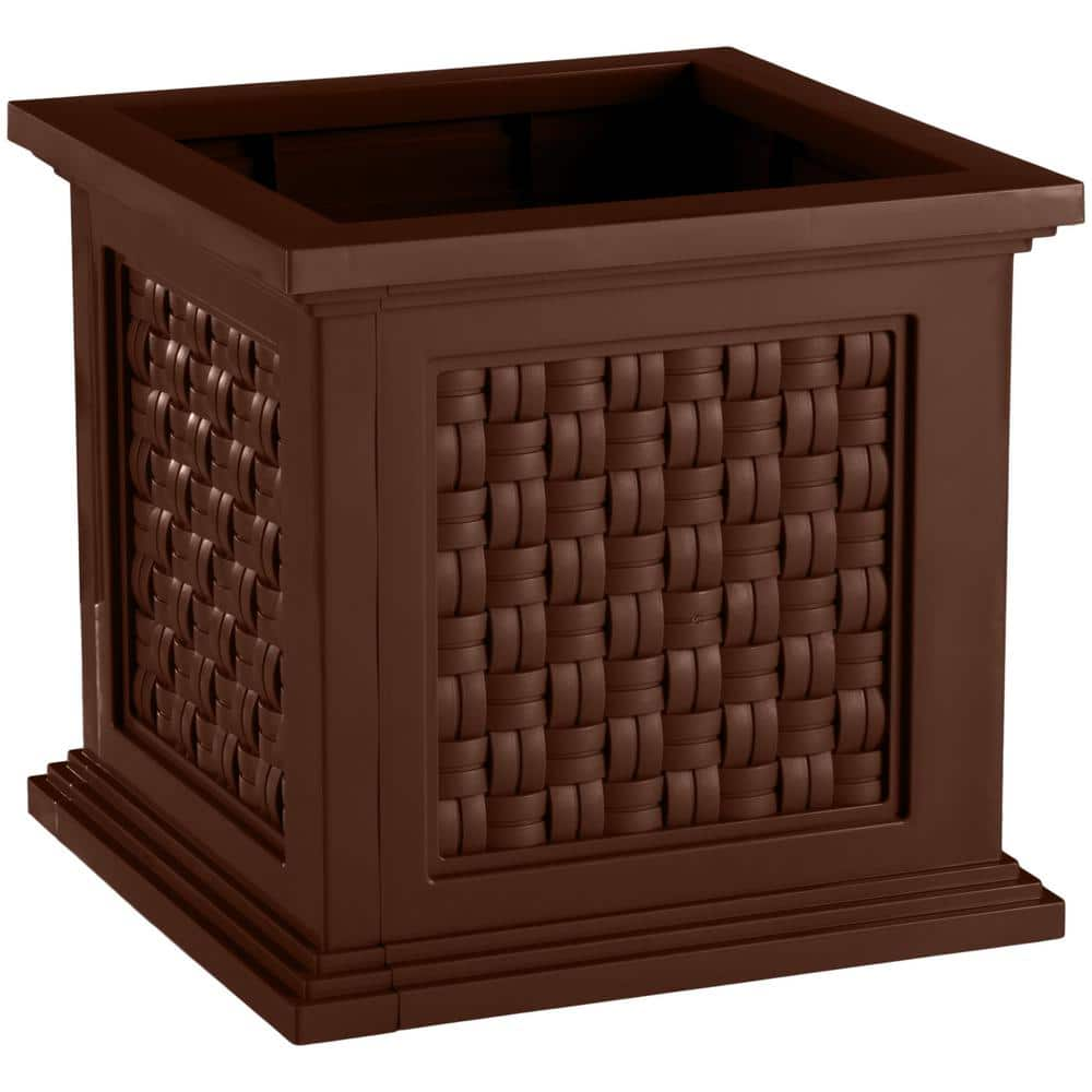 Pure Garden 14.65 in. Faux Rattan Planter Box Brown 50-LG1470