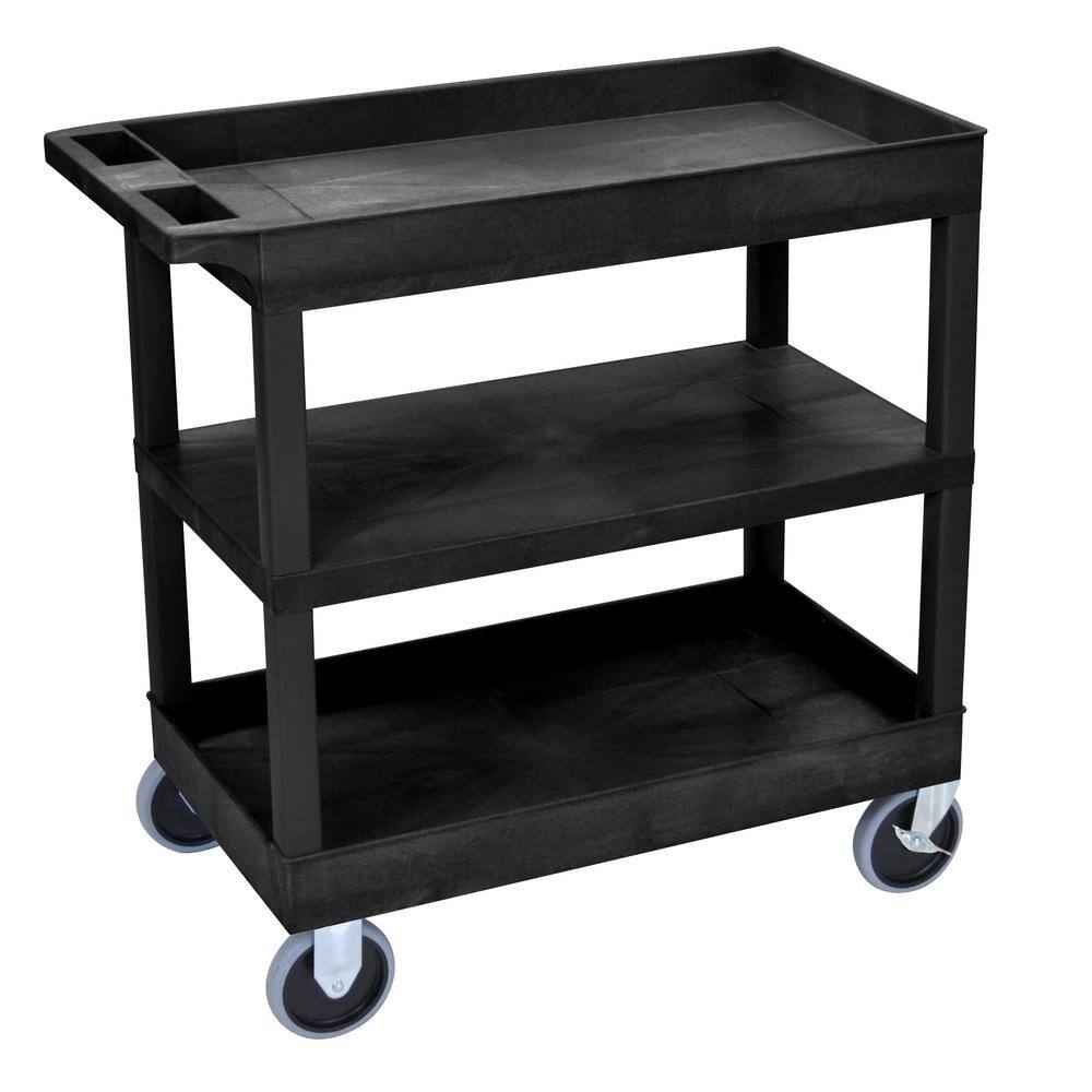 Luxor EC 35.25 in. W x 18 in. D x 37.25 in. H 3-Shelf Utility Cart with 5 in. Casters in Black EC121HD-B