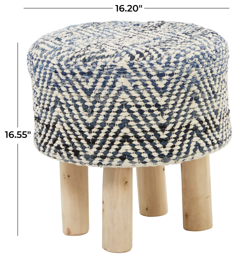 Blue Wood Bohemian Stool  16 quotx 16 quotx 17 quot562081   Transitional   Footstools And Ottomans   by Brimfield  ampMay  Houzz