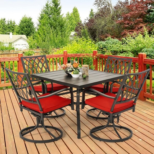 Nuu Garden Outdoor 5Piece Dining Set，Stackable Chairs and 37'' Square Dining Table