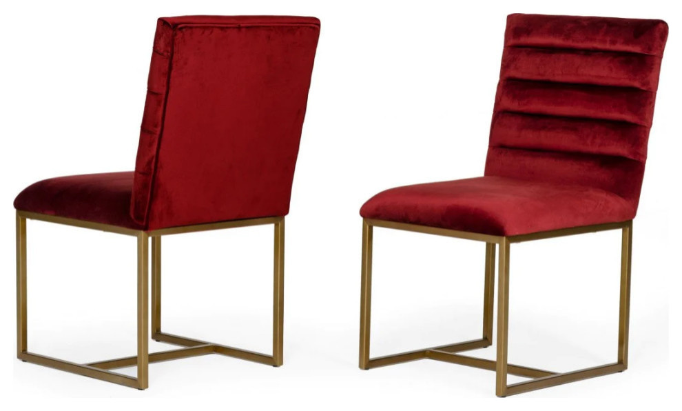 Bryce Modern Red and Brush Gold Dining Chair  Set of 2   Contemporary   Dining Chairs   by V.S.D Furniture  Houzz