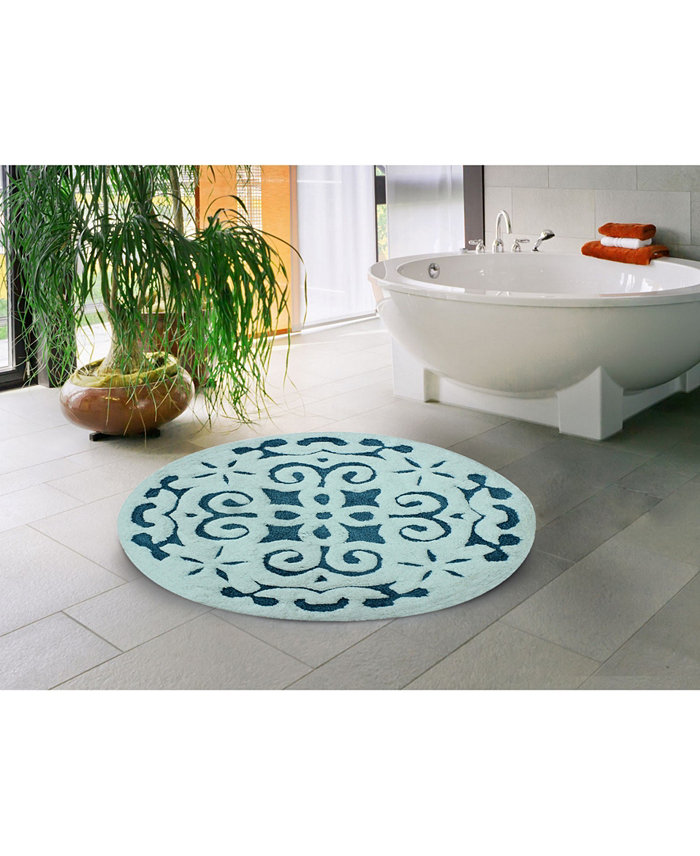 Saffron Fabs Damask 36 Anti-Skid Cotton Bath Rug