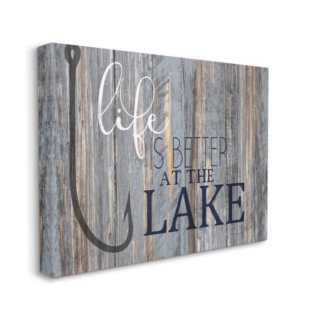 Stupell Industries Life Better Lake Quote Fish Lakehouse Cabin Nautical Phrase