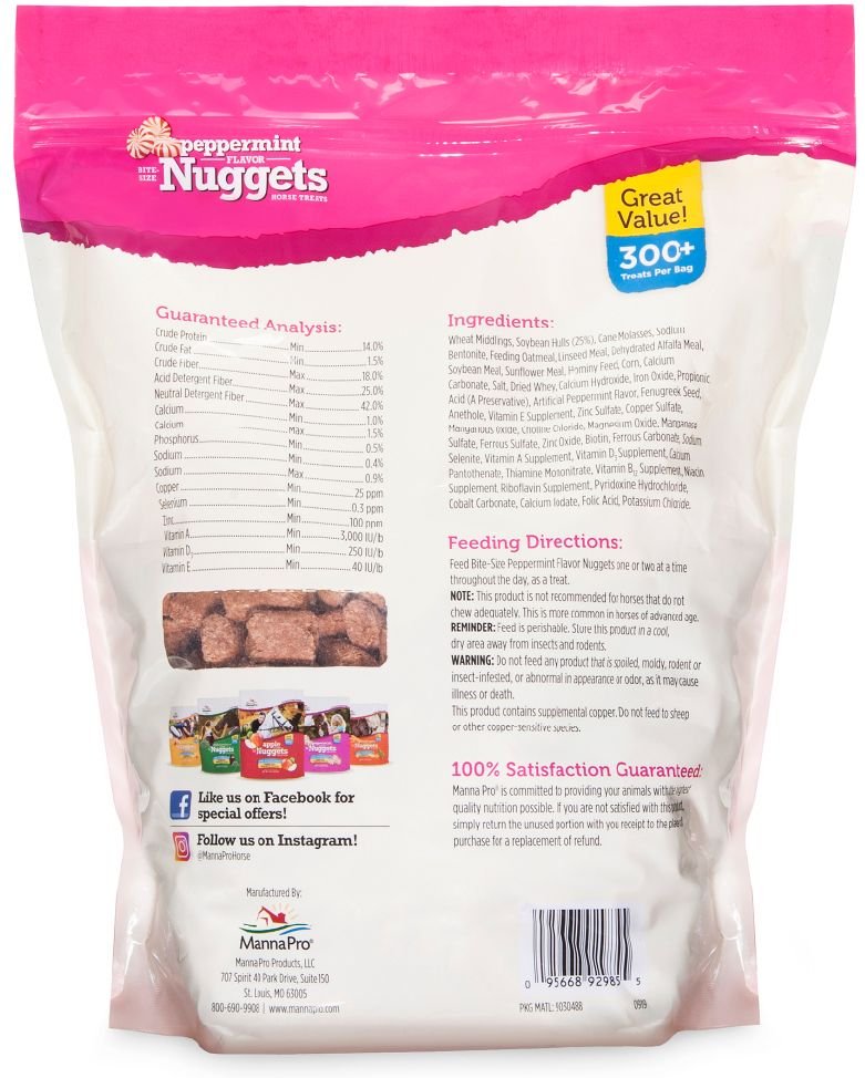 Manna Pro Bite-Size Nuggets Peppermint Flavored Horse Training Treats