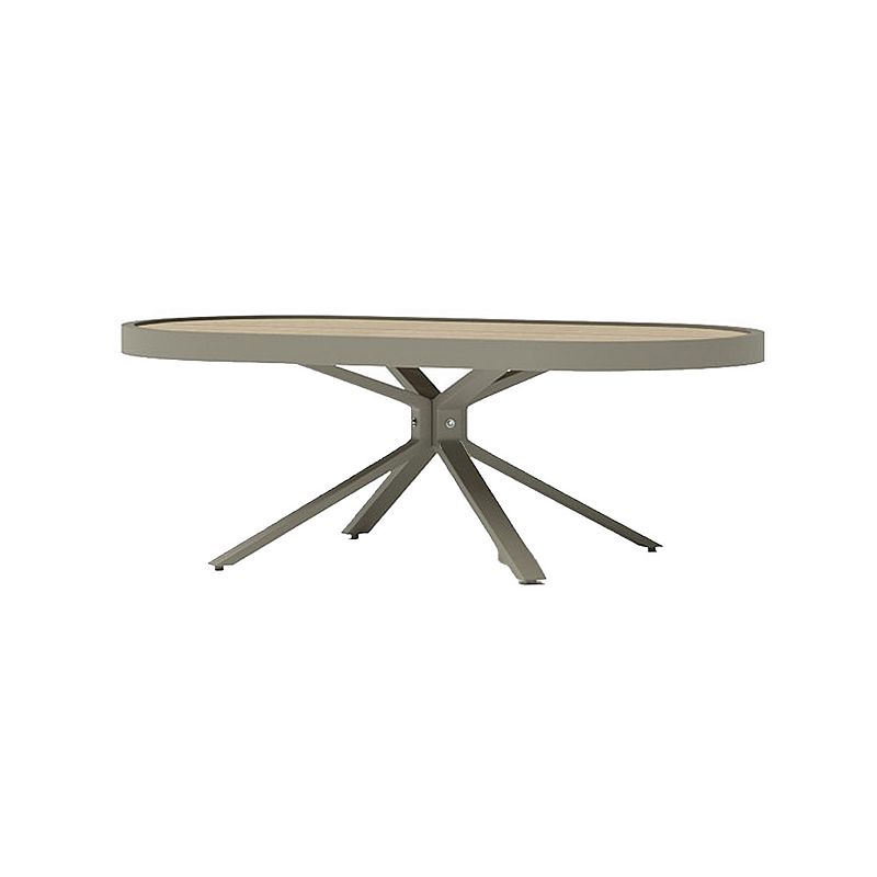 48 Inch Modern Coffee Table， Smooth Gray Aluminum Frame， Oval Tabletop