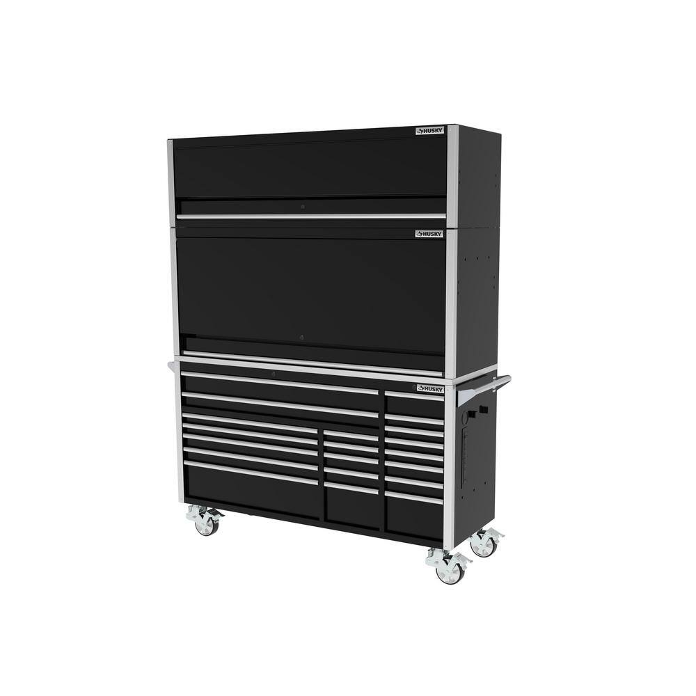 Husky 72 in. W x 24.6 in. D Professional Duty 20-Drawer Mobile Workbench Tool Storage Combo w Top Hutch and Top Tool Locker HPROSUITE3