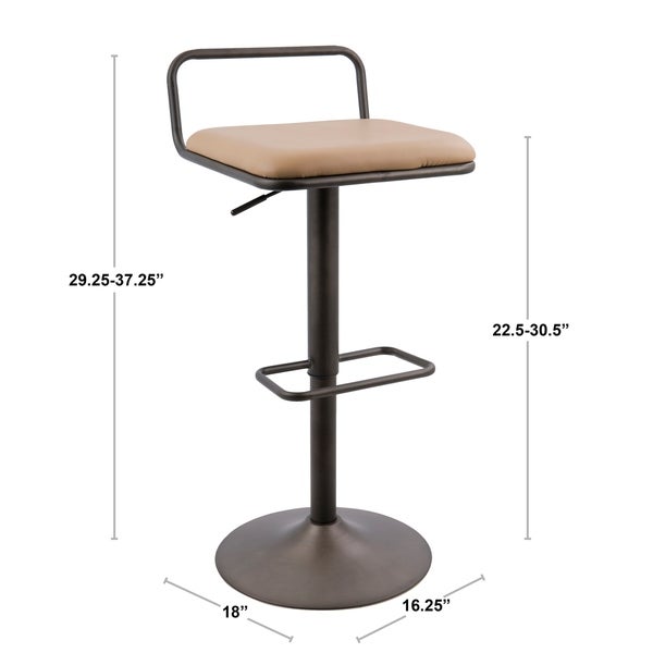 Beta Industrial Low Back Adjustable Swivel Barstool with Swivel (Set of 2)