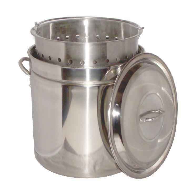 King Kooker 44 qt. Stainless Steel Stock Pot with Basket and Steam Rim  44 qt.