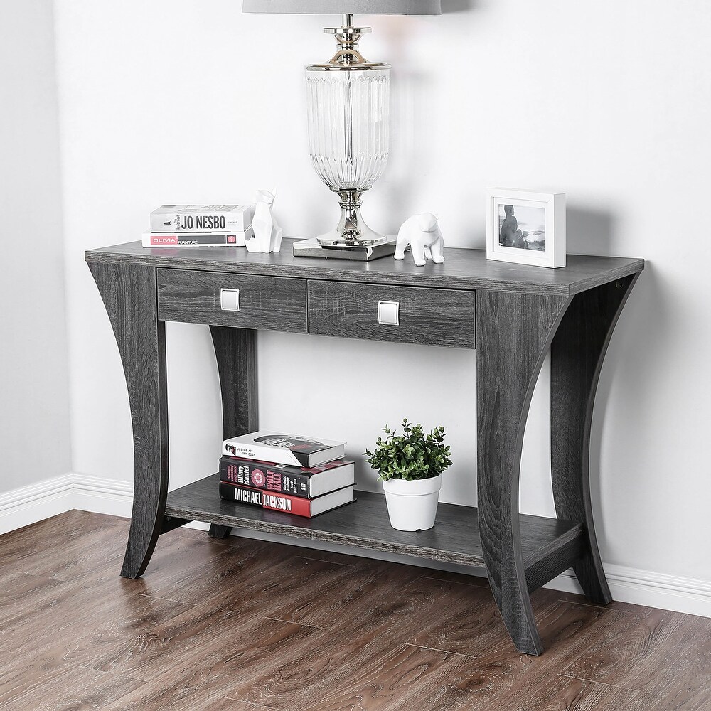 DH BASIC Modern Gray Flared Storage Sofa Table by Denhour