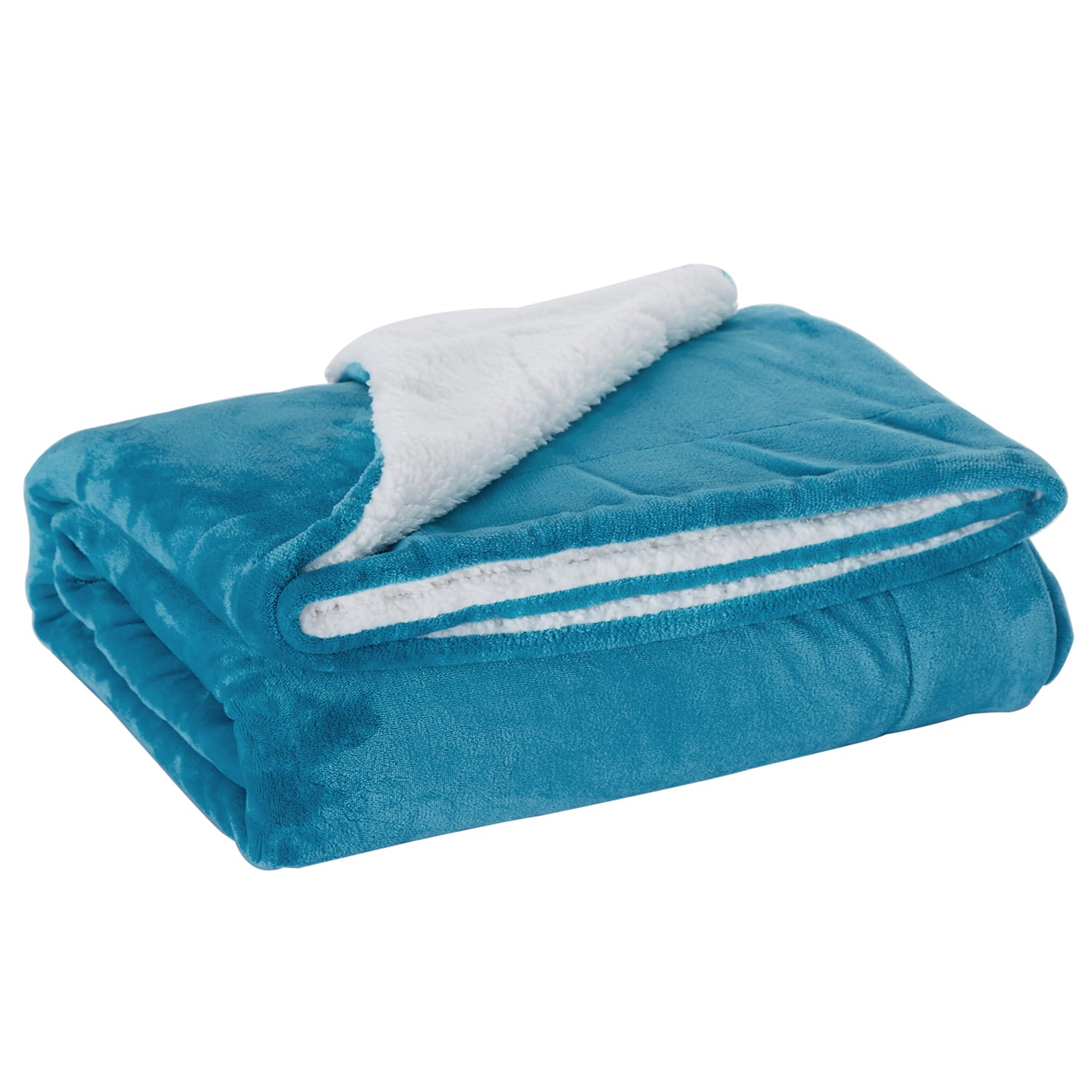 JML Sherpa Throw Blanket for Bed Couch， Soft Warm Reversible Fleece Blanket，Teal