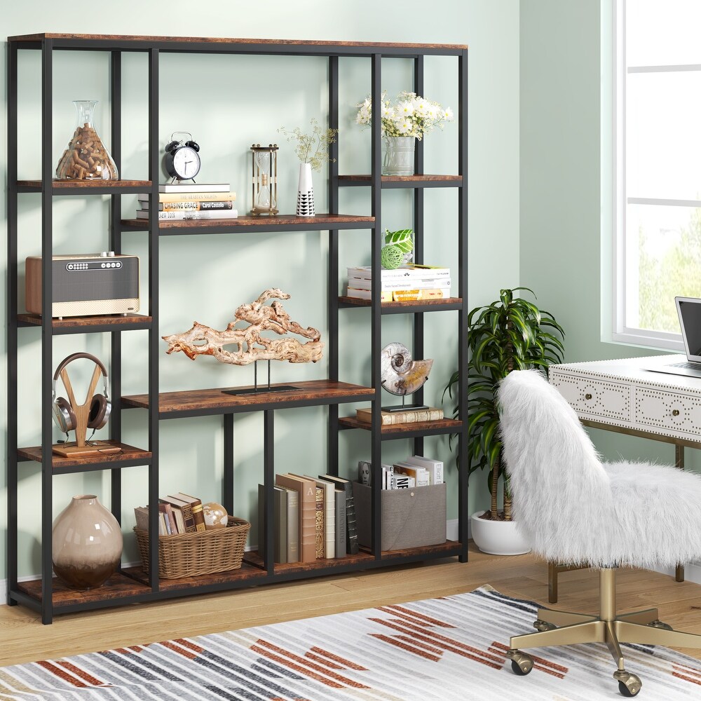 12 Open Shelf Etagere Bookcase Book Shelves Display Shelf   70.86'' H x 59'' W x 11.8'' D