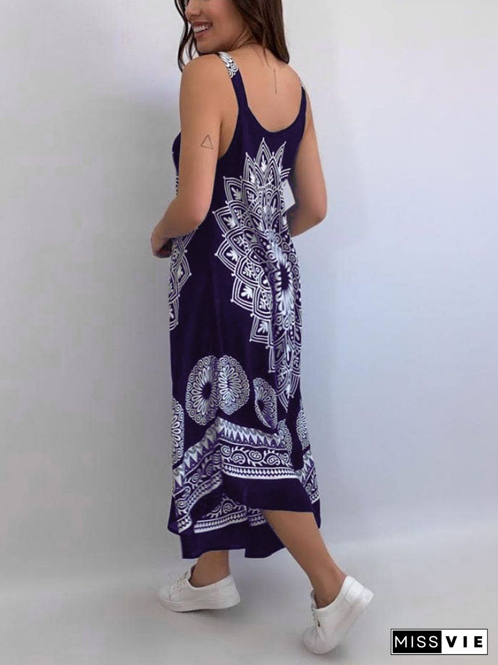 Boho Mandala Print Wide Strap Dress P10321