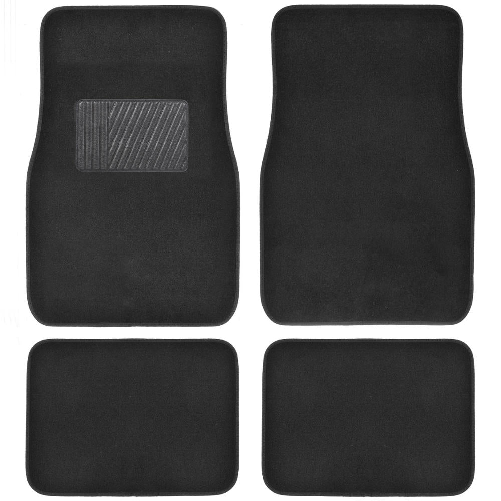 BDK INTERLOCK Car Floor Mats - Secure No-Slip Technology for Automotive Interiors - 4pc Inter-Locking Carpet (Black)