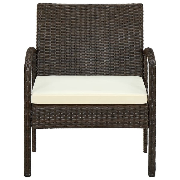 vidaXL Patio Chair with Cushion Poly Rattan Brown