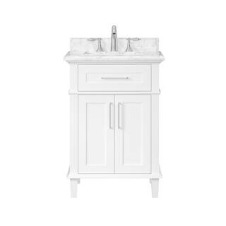 Home Decorators Collection Sonoma 24 in. W x 20 in. D x 34 in. H Bath Vanity in White with White Carrara Marble Top 9784800410