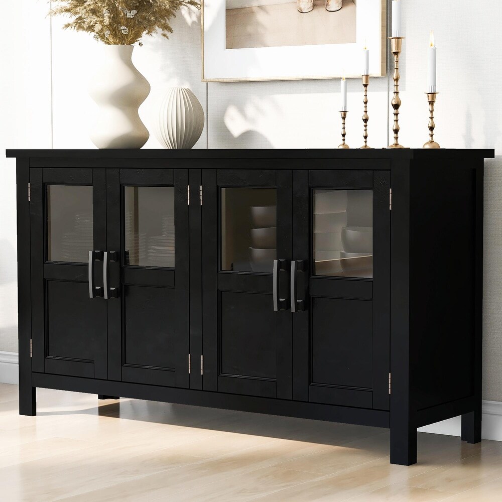 4 Door Cabinet with Adjustable Shelf and Metal Handles