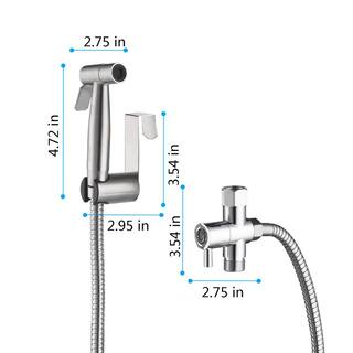 Tileon Non- Electric Handheld Bidet Sprayer for Toilet Single Handle Bidet Attachment in. Silver AYBSZHD1270