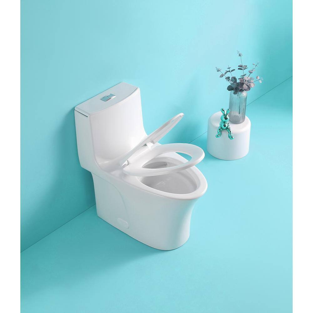 HOMEMYSTIQUE One-Piece 1.11.6 GPF Dual Flush Elongated Toilet in White Seat Included N-W1573101061