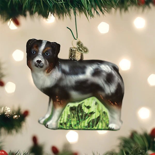 Old World Christmas Australian Shepherd Glass Ornament