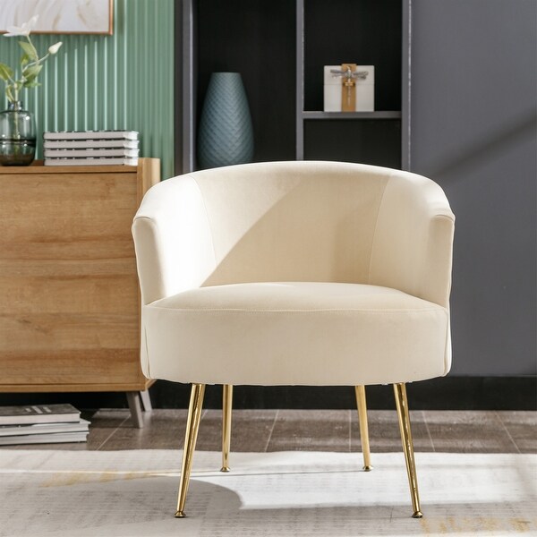 Fabric Armchair Accent Tub Barrel Chair with Gold Metal Legs