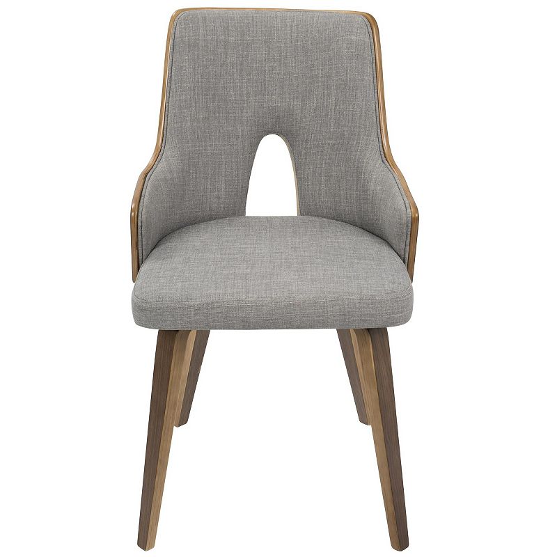 Set of 2 Light Grey Fabric and Walnut Brown Wooden Stella Dining Chair  32.75”