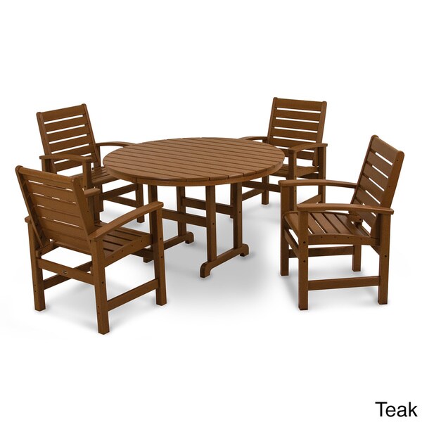 POLYWOOD Signature 5Piece Round Farmhouse Dining Set