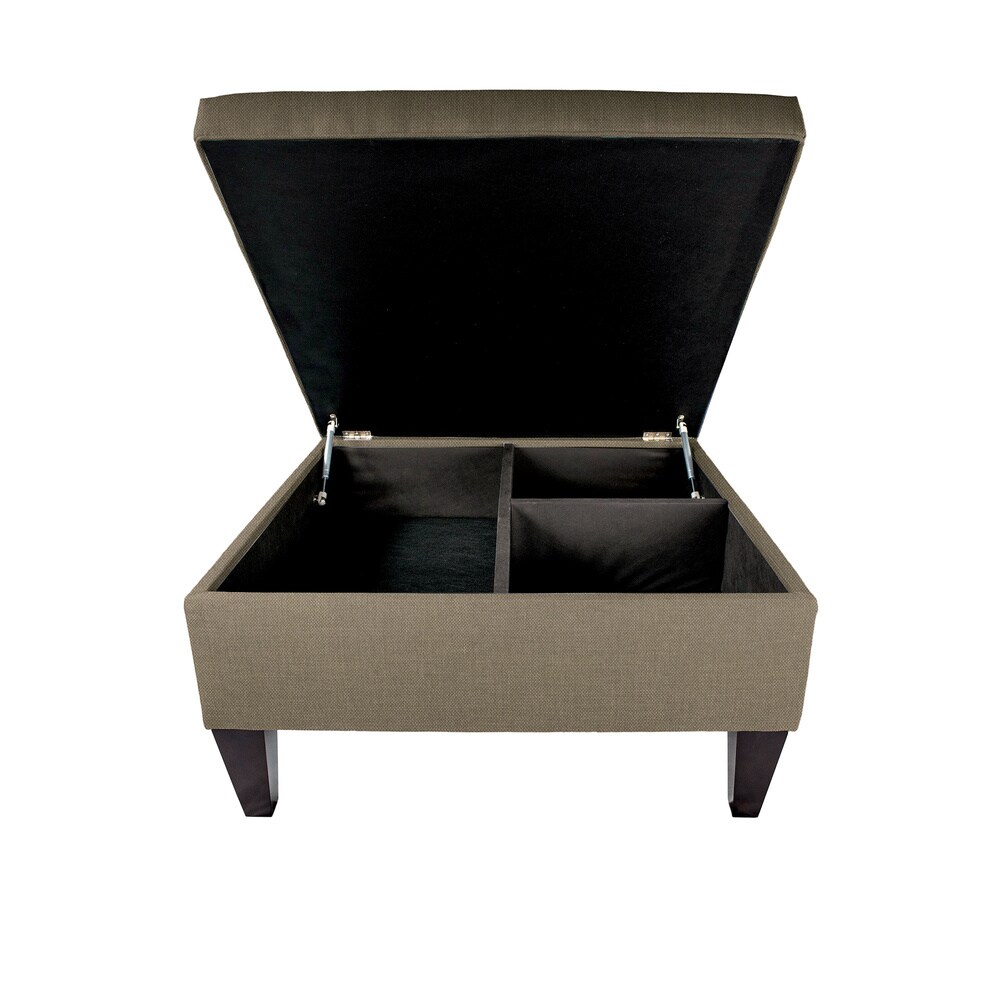 MJL Furniture Manhattan Espresso Upholstered Organizational Cocktail Ottoman Table