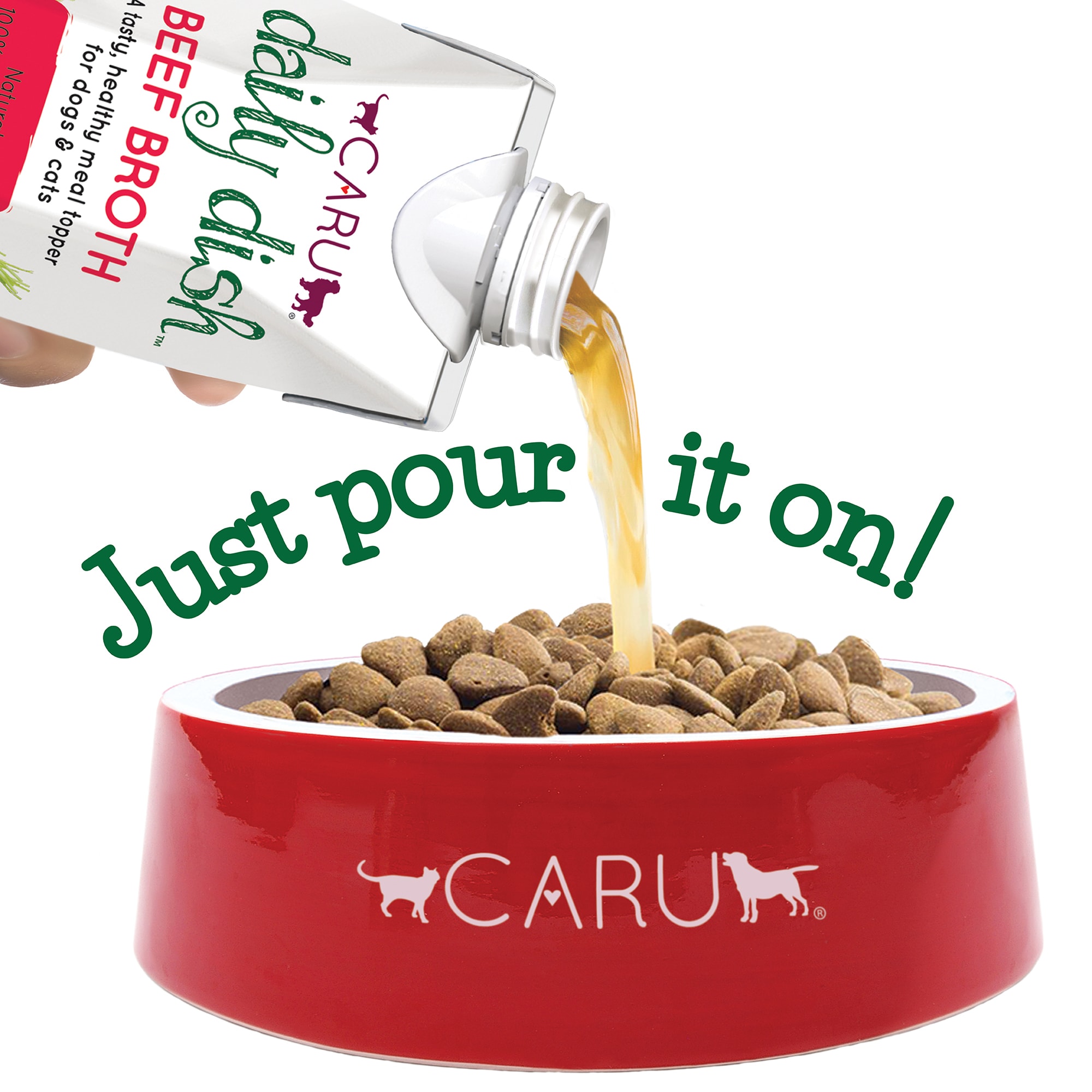 CARU Daily Dish Beef Broth Meal Topper for Cats  Dogs， 17.6 oz.