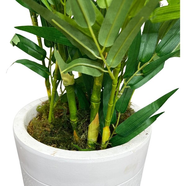 6.5' Artificial Bamboo Plant with White Designer Fiberglass Planter