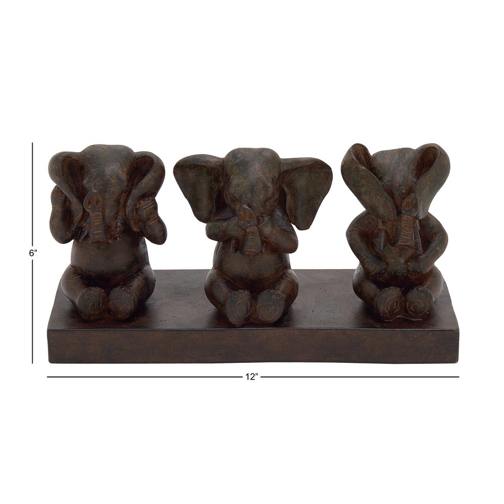 Brown Polystone Elephant Sculpture