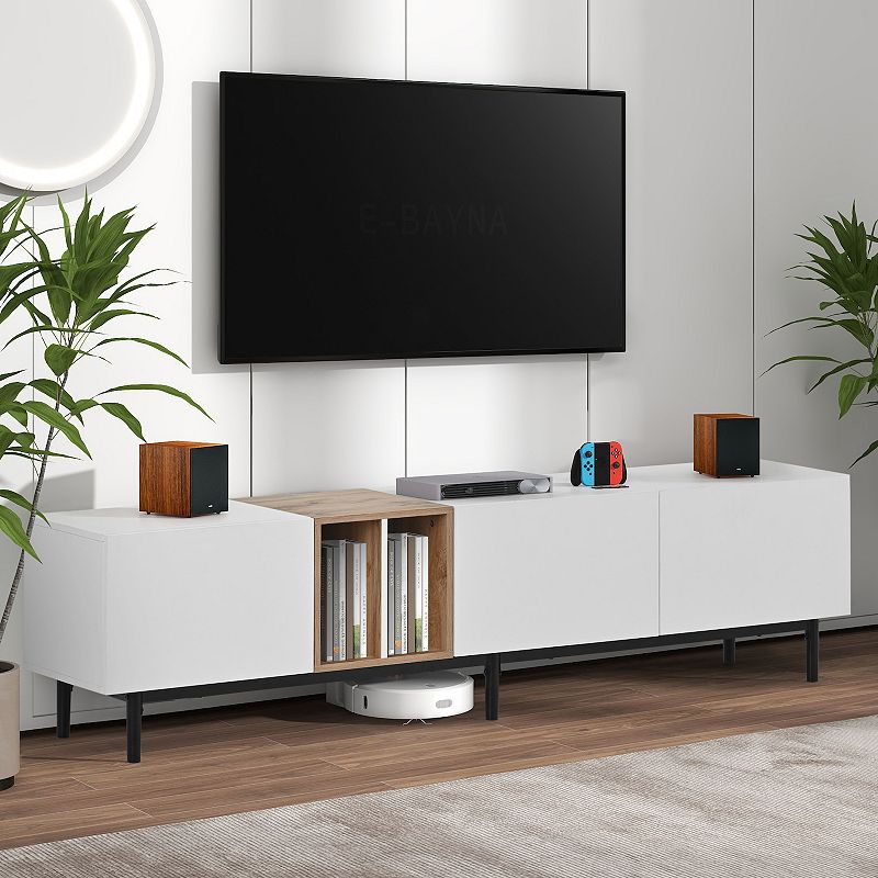 Merax Modern TV Stand with 3 Doors，Media Console Table