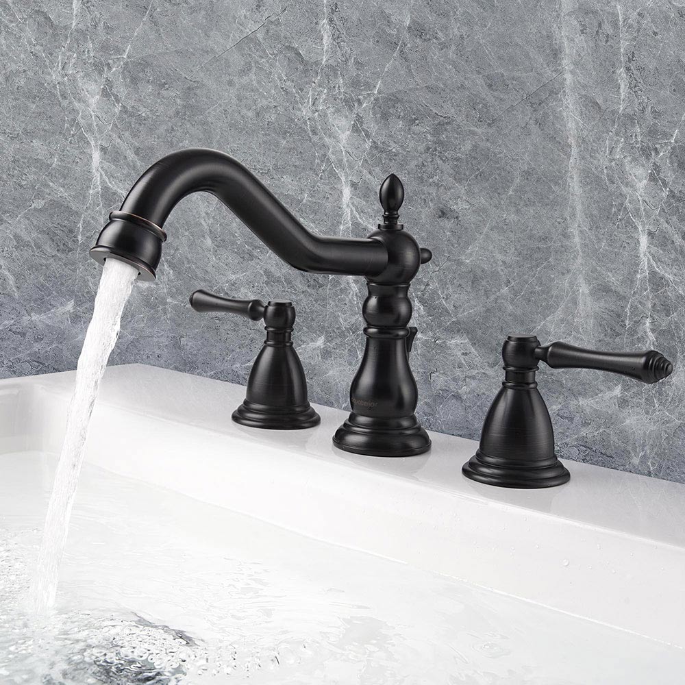 Aquaterior Widespread Faucet w/ Drain 3-Hole 2-Handle Cold Hot 6