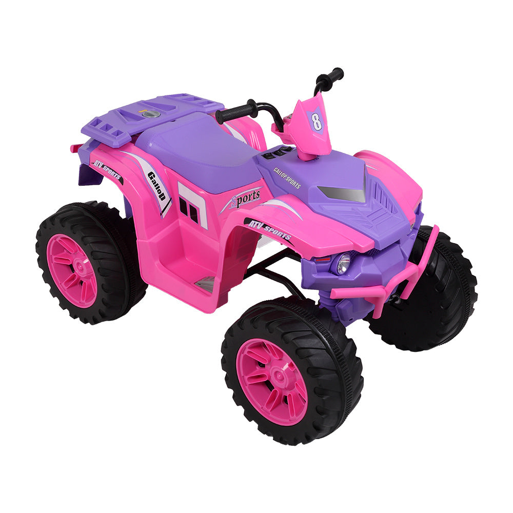 12V Battery-Powered Ride-On for Kids Electric 4-Wheeler Quad ATV Ride On Toy w/ Music Horn LED Lights 2 Speeds for Boys Girls Ages 3-7, Pink